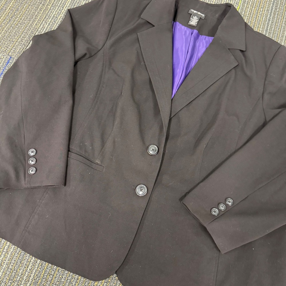 Maggie Barnes Blazer Women 3X Black Excellent Professional 2-Button Purple Lined